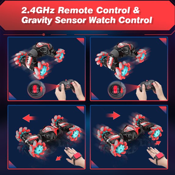 4WD Gesture Sensing RC Stunt Car for Kids | 360° Rotating Remote Control Drift Car | Rechargeable Electric Off-Road Toy with Hand Gesture Watch