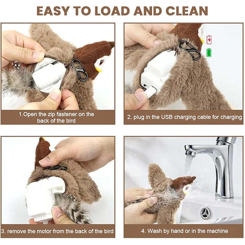 USB Rechargeable Flapping Bird Cat Toy