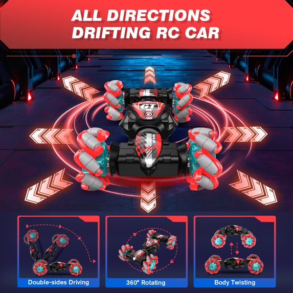 4WD Gesture Sensing RC Stunt Car for Kids | 360° Rotating Remote Control Drift Car | Rechargeable Electric Off-Road Toy with Hand Gesture Watch