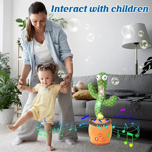Dancing Cactus Toy with Music & Voice Repeat – Interactive Talking Plush Cactus, LED Light-Up Singing & Dancing Toy for Kids, USB Rechargeable