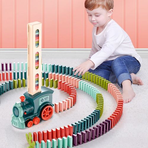 Automatic Domino Train Toy Set for Kids | Electric Domino Laying Train with Colorful Domino Blocks | STEM Educational Building Toy for Boys & Girls