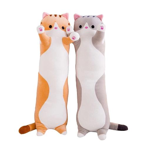 Cute Long Cat Plush Body Pillow | Soft Kawaii Cat Stuffed Animal Plush Toy | Hugging Pillow for Kids, Teens & Adults | Gift for Bedroom, Sofa & Home Decor