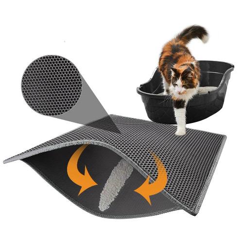 Cat Litter Mat – Double Layer Honeycomb Waterproof Trapping Mat for Cat Litter Box, Non-Slip EVA Pet Litter Catcher Easy to Clean