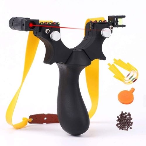 Laser Guided Slingshot with Precision Sight & High Elastic Bands – Outdoor Target Practice Catapult Set with Steel Ammo & Spare Rubber Bands