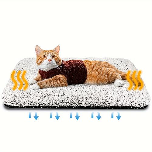 Self-Warming Plush Pet Bed for Cats & Small Dogs – Soft Sherpa Thermal Sleeping Mat, Non-Slip Washable Cushion, Cozy Indoor Pet Bed for Winter & All Seasons