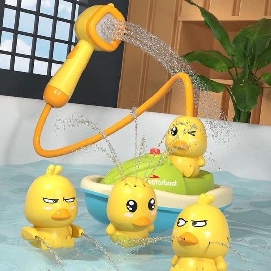 Electric Bath Shower Toy Set for Kids – Automatic Water Spray Boat with Duck Toys & Handheld Shower Head, Interactive Baby Bathtub Toy for Toddlers