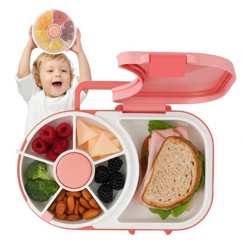 Kids Bento Lunch Box with Snack Tray – Leakproof Compartment Lunch Container for School, Daycare & Travel, BPA-Free Food Storage Box