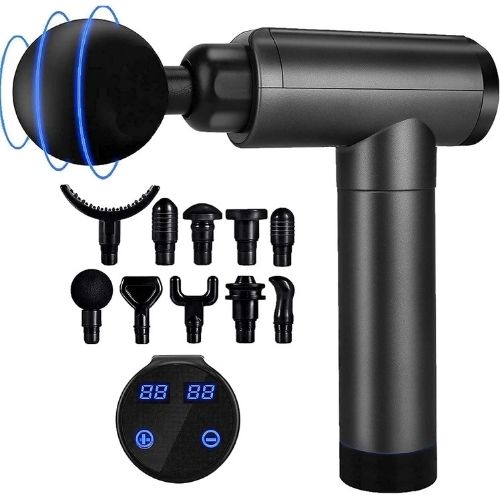 Asees Global Deep Tissue Massage Gun – Portable Percussion Muscle Massager with 8 Massage Heads, LCD Touch Display, Adjustable Speed for Neck, Back, Shoulders, Legs & Full Body Recovery