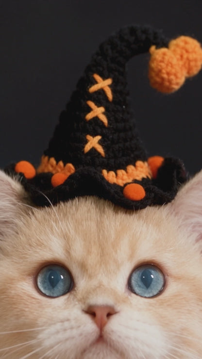 Halloween Pet Bib, Hand-knitted Cat & Dog Collar, Yarn Bandana, Pumpkin Themed Festive Pet Decorative Scarf